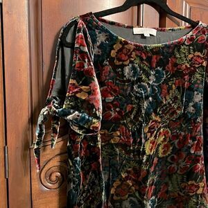Loft velvet flowered top- size M